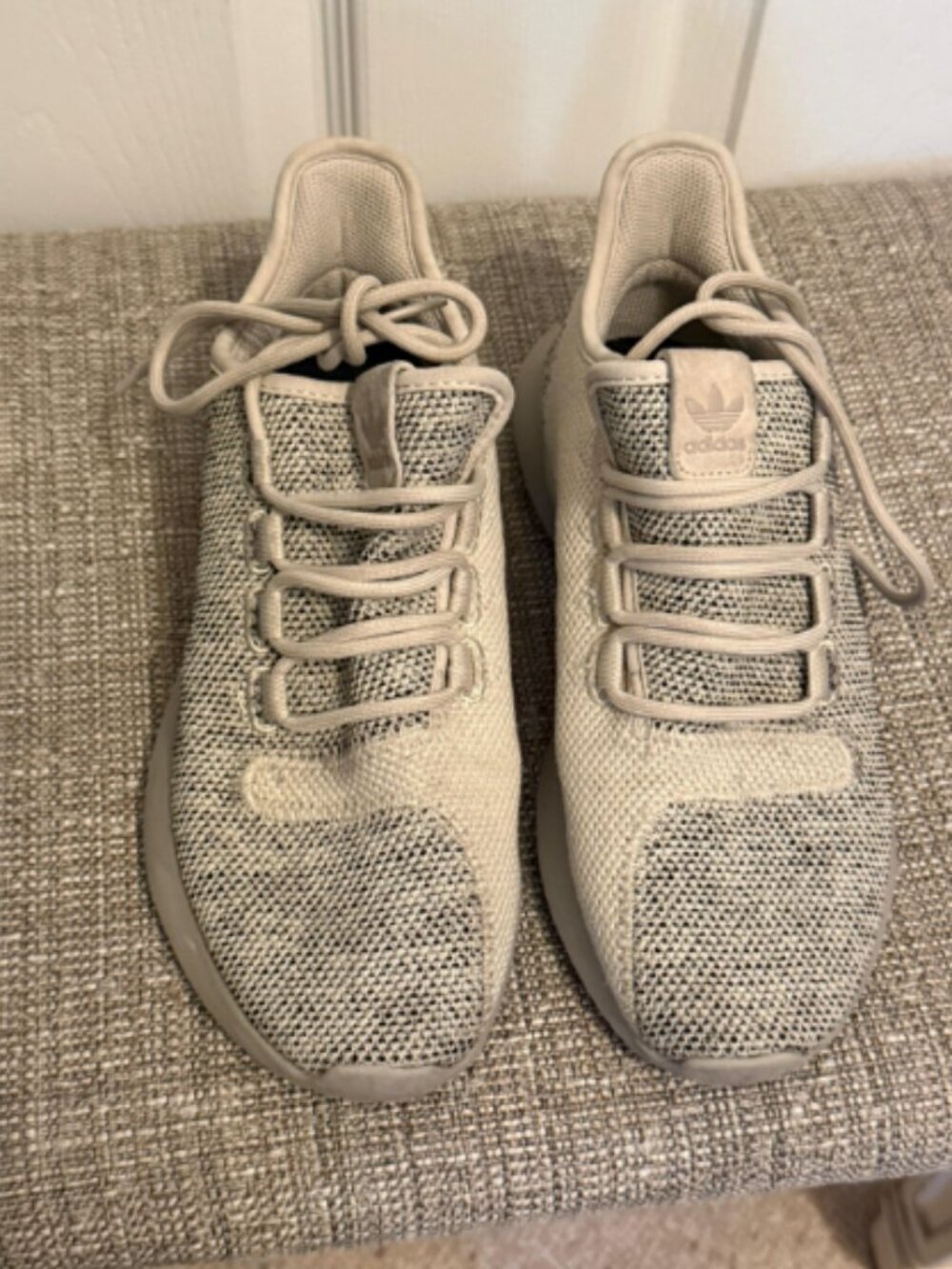 Adidas Tubular Shadow Running Shoes Sneakers Gray Beige Kid's Size 5.5